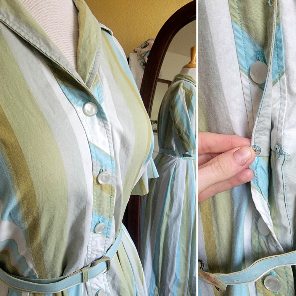 *Beautiful Vintage Stripped Spring Midi Dress* - Picture 2 of 9
